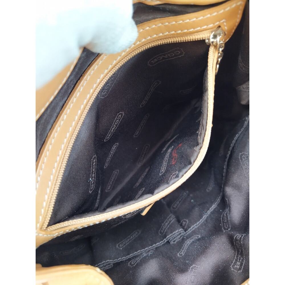 Coach Brown Tan Leather Drawstring Buckle Flap Closure Backpack - Vintage - Picture 13 of 16